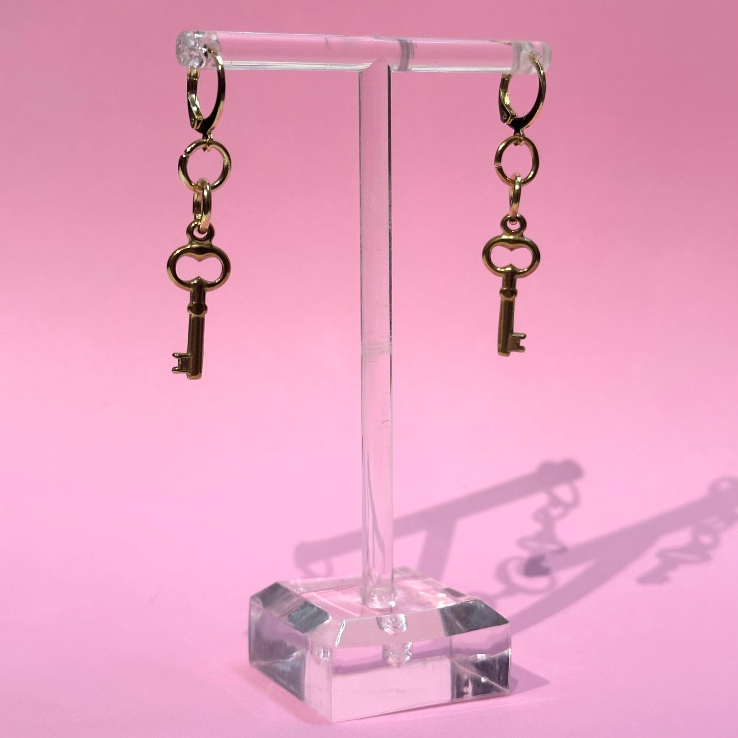 Gold Skeleton Key Earrings