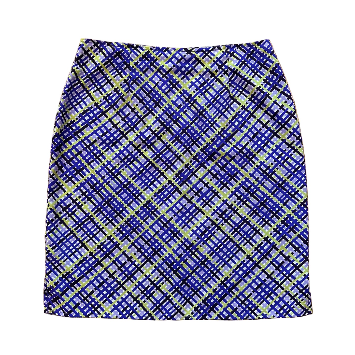 90s Bold Lattice Plaid Skirt (M)