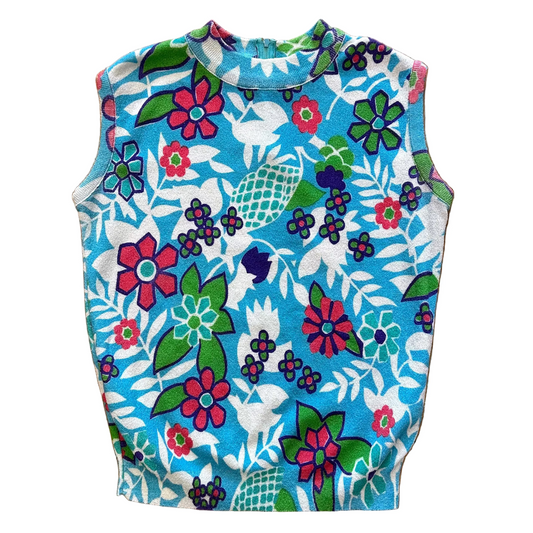 70s Groovy Mock Neck Tank Top (M)
