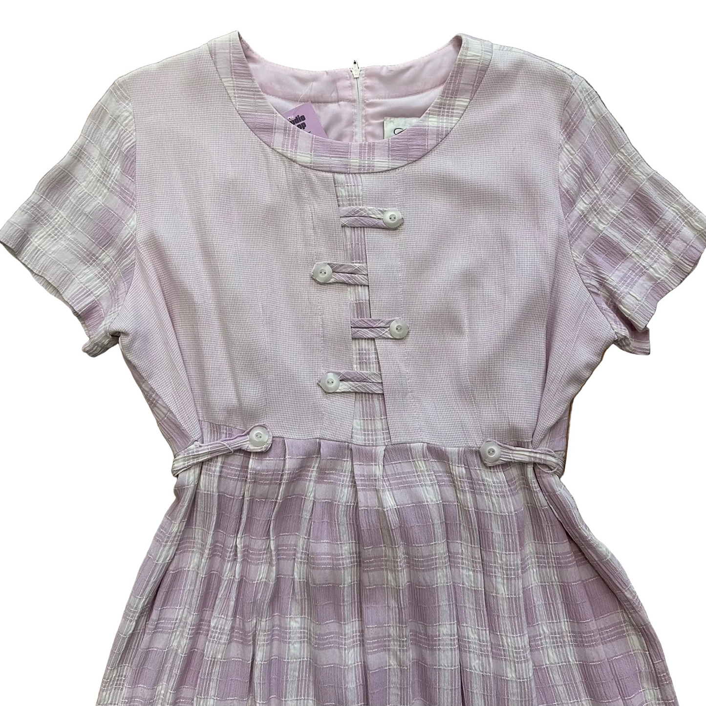 90s Cottage-core Plaid Dress - M