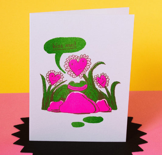 Kiss Me! Risograph Greeting Card