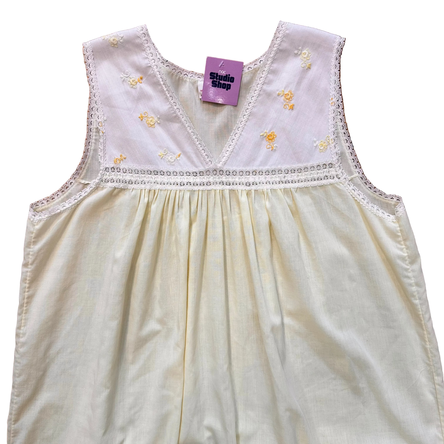 80s Butter Yellow Night Gown - M