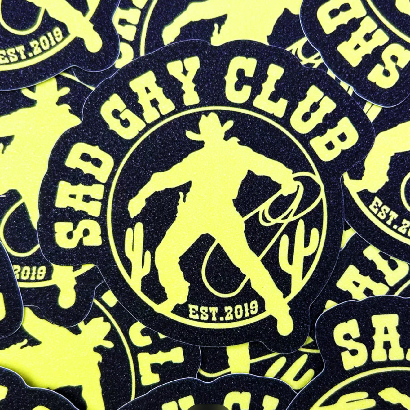 Sad Gay Club Cowboy Sand Glitter Sticker