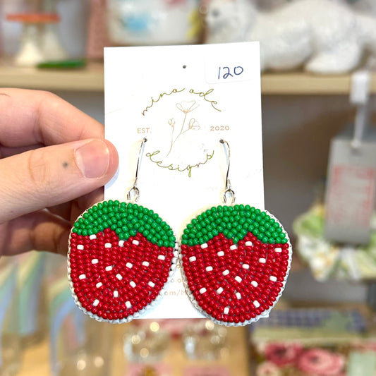 Beaded Strawberry Earrings