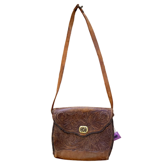 70s Engraved Leather Mini Purse