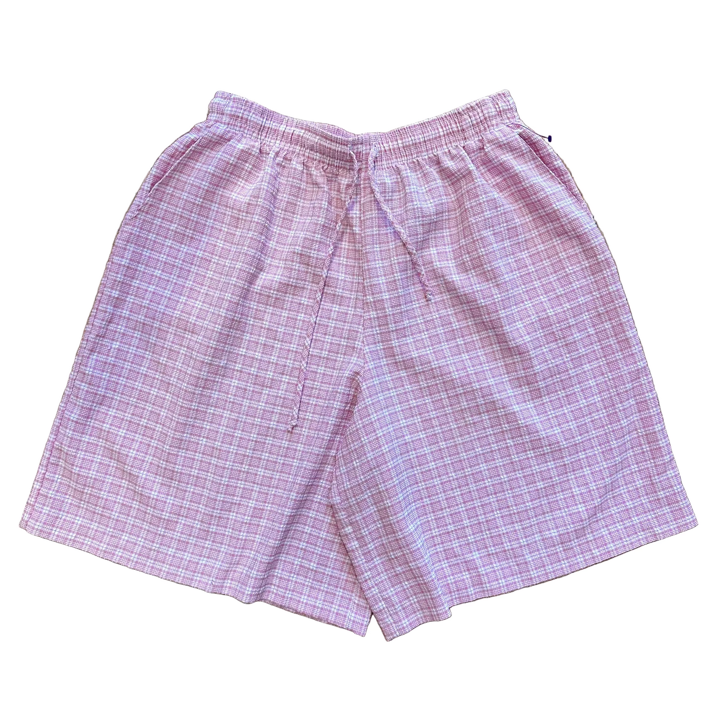 Y2K Pink Plaid Long Shorts - L