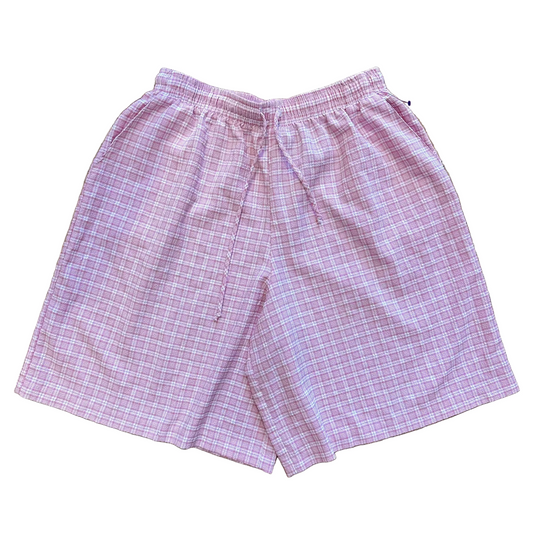 Y2K Pink Plaid Long Shorts - L