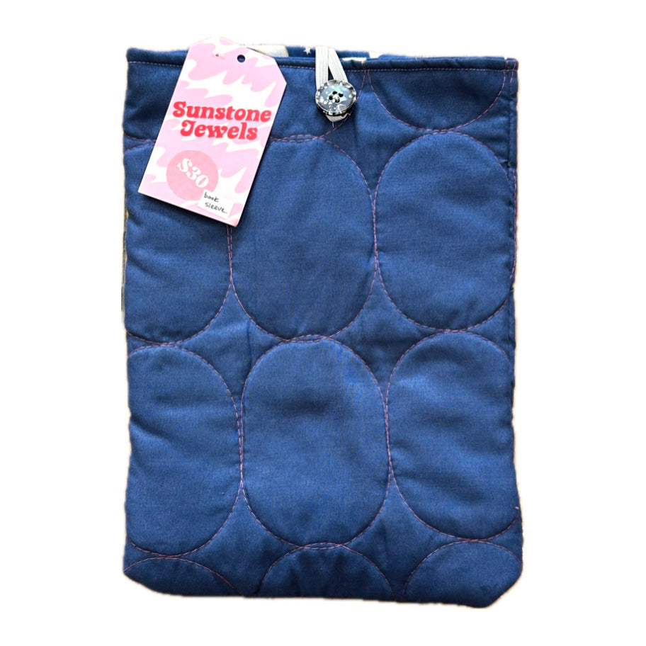 Blue Contrast Stitch Quilt Book Sleeve
