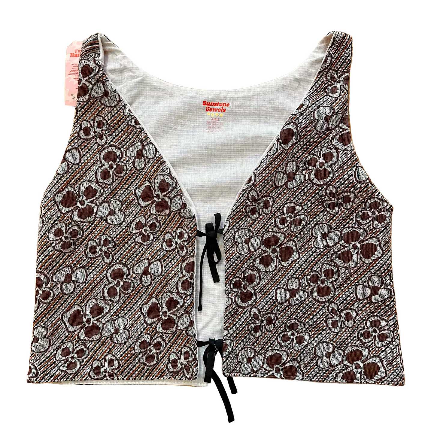 Brown Floral Stripes Vest (S)