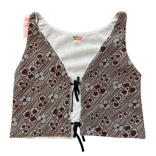 Brown Floral Stripes Vest (S)