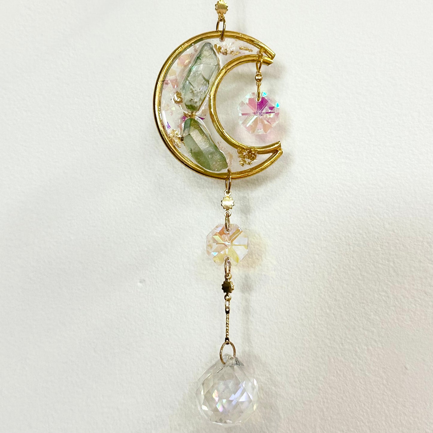 Crescent Moon Crystal Single Strand Suncatcher / Car Charm by Sankalpa Studio