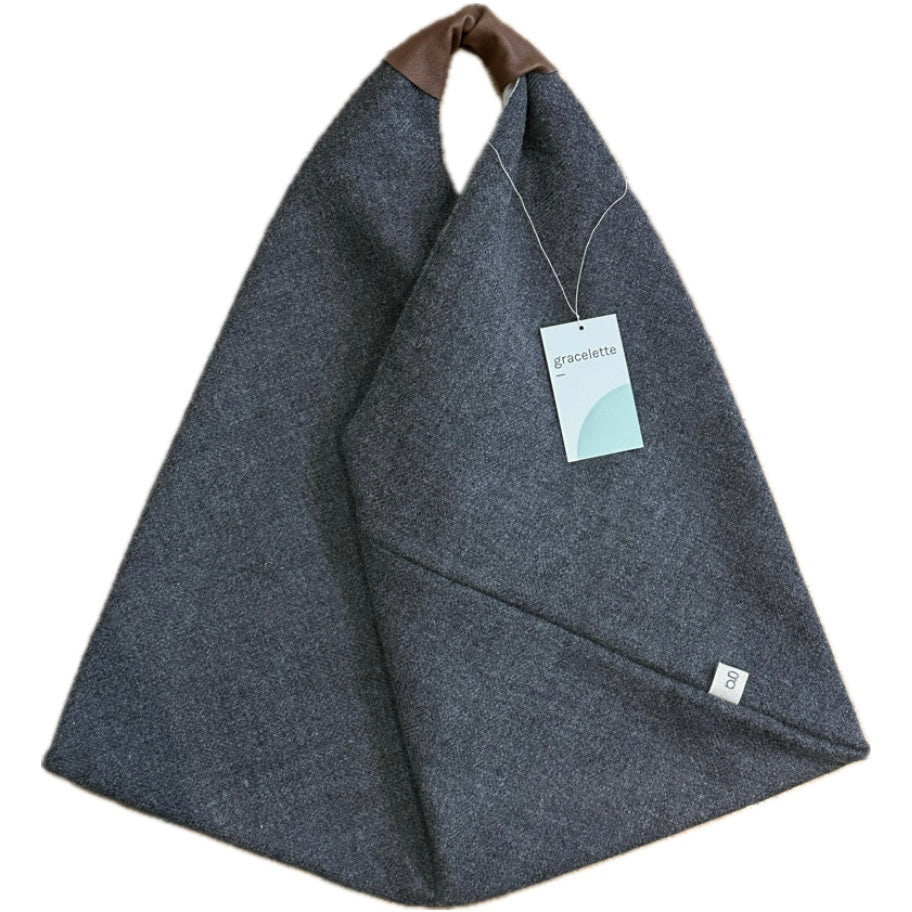 Light Brown Triangle Totebag by Gracelette Texiles