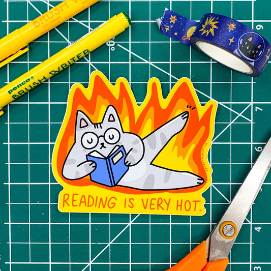 Reading Is Very Hot Vinyl Sticker