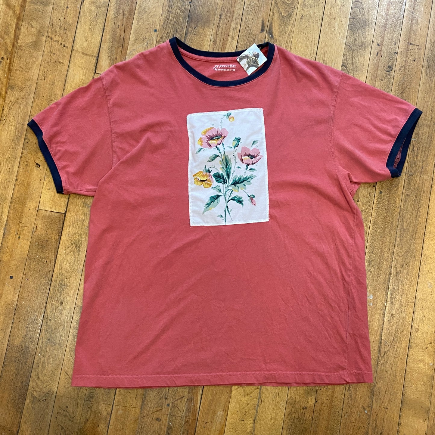 Floral Patchwork Ringer T-shirt (XL)