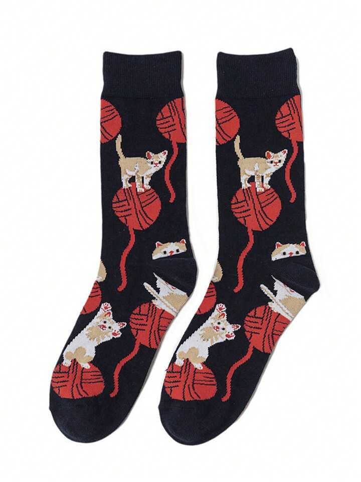 Kitten And Yarn Socks