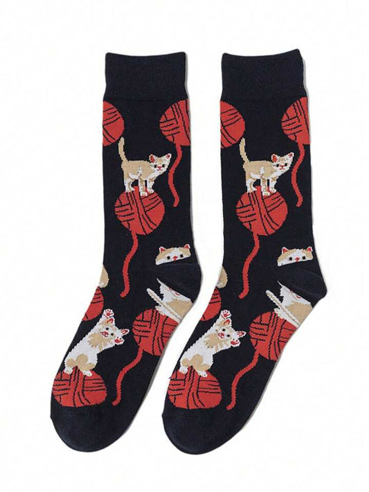 Kitten And Yarn Socks