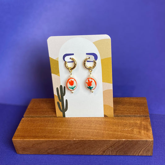 Glass Tulip Earrings