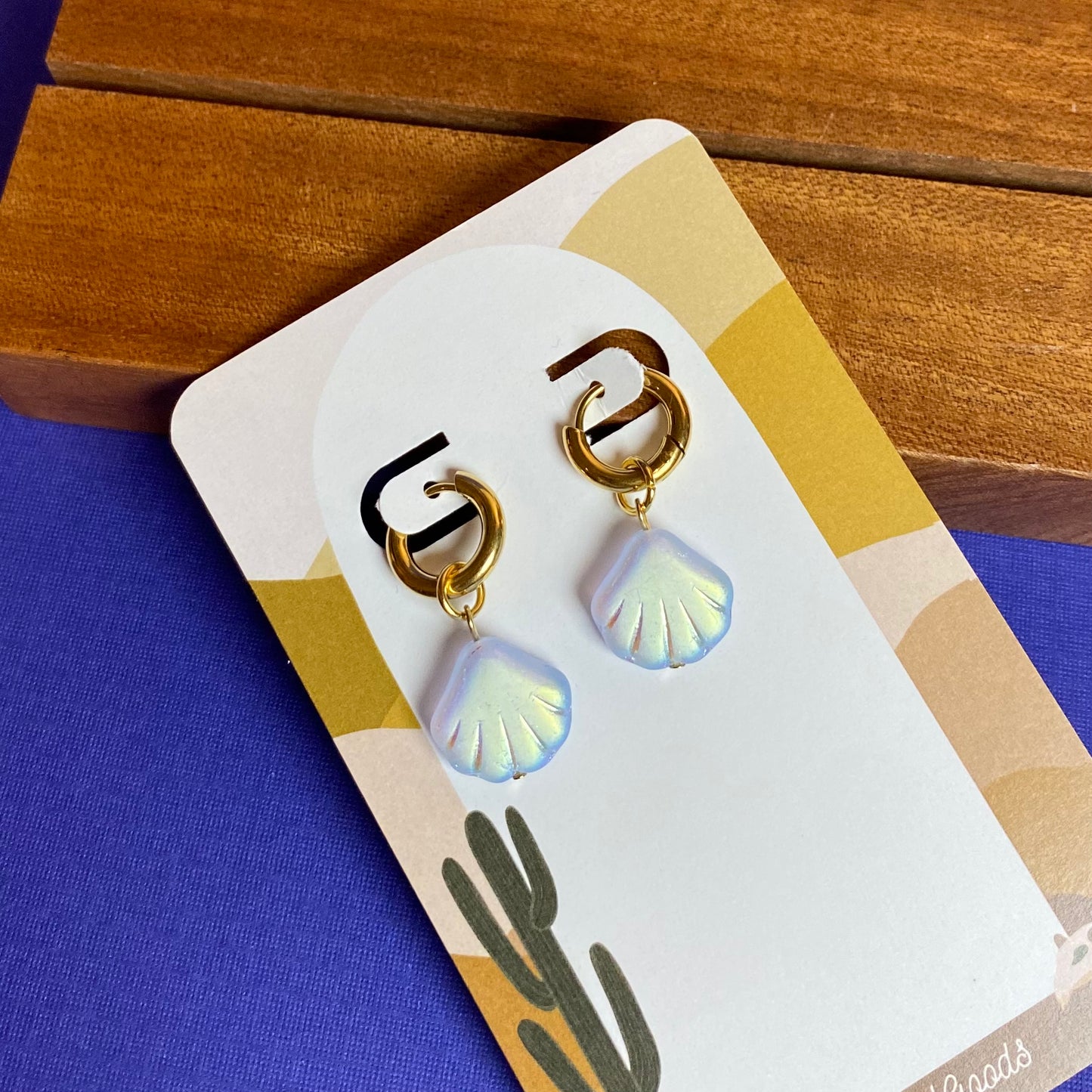 Light Blue Shell Earrings
