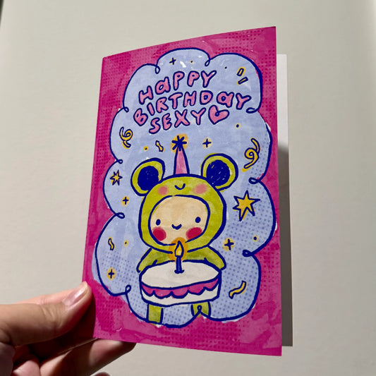 Happy Birthday Sexy Folded Card by Micah Lattes