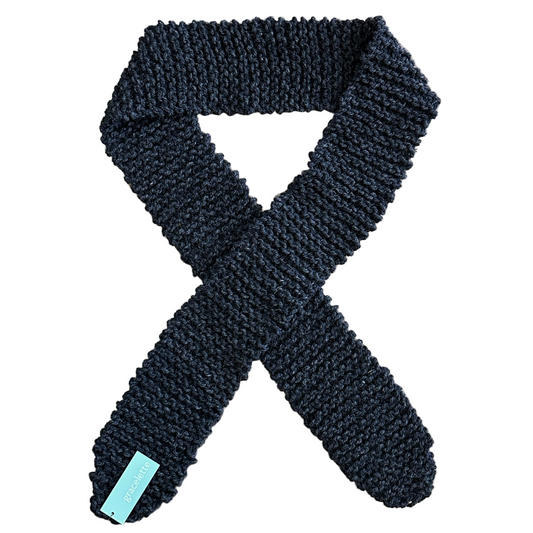 Charcoal Knit Skinny Scarf by Gracelette Textiles