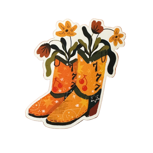 Floral Cowboy Boots Sticker
