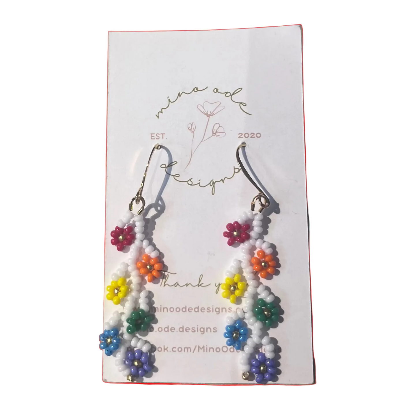 Beaded Dangle Flower Earrings