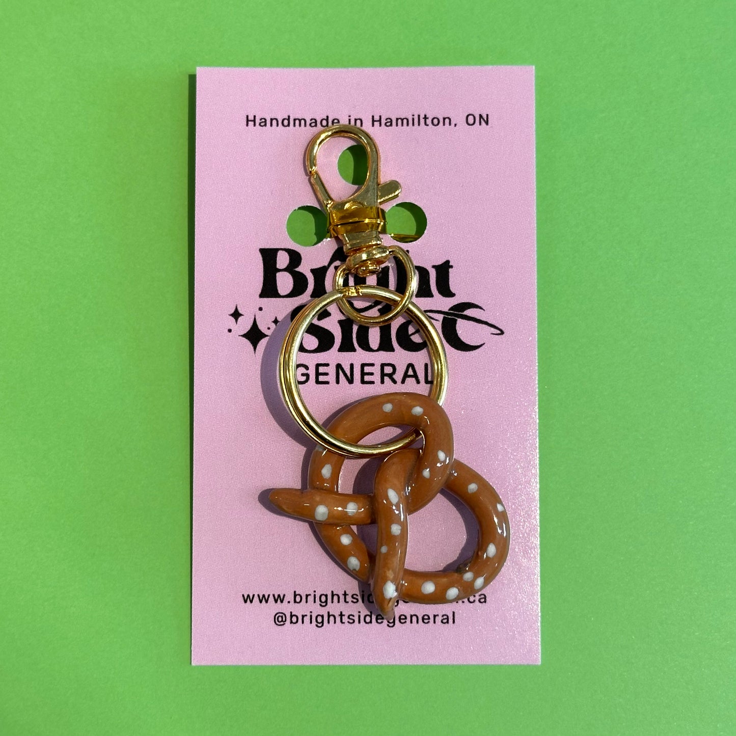 Bright Side General Ceramic Bag Charm - Pretzel