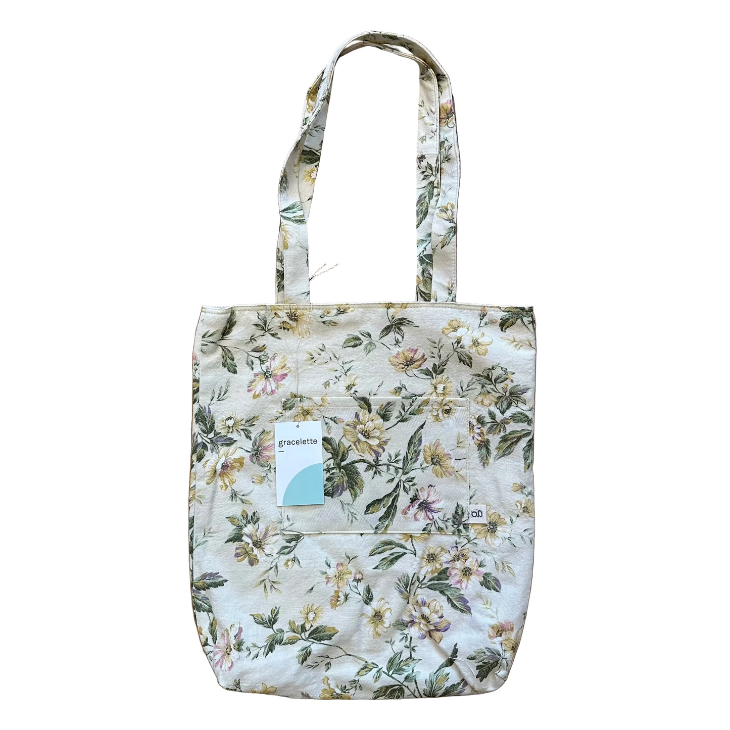 Muted Floral Totebag by Gracelette Textiles