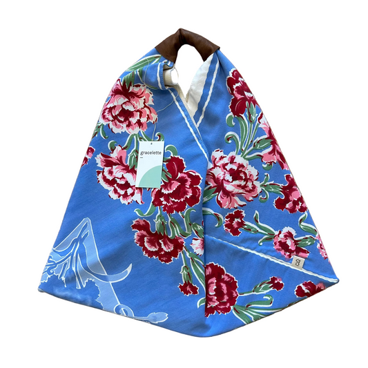 Bright Carnations Triangle Totebag by Gracelette Textiles