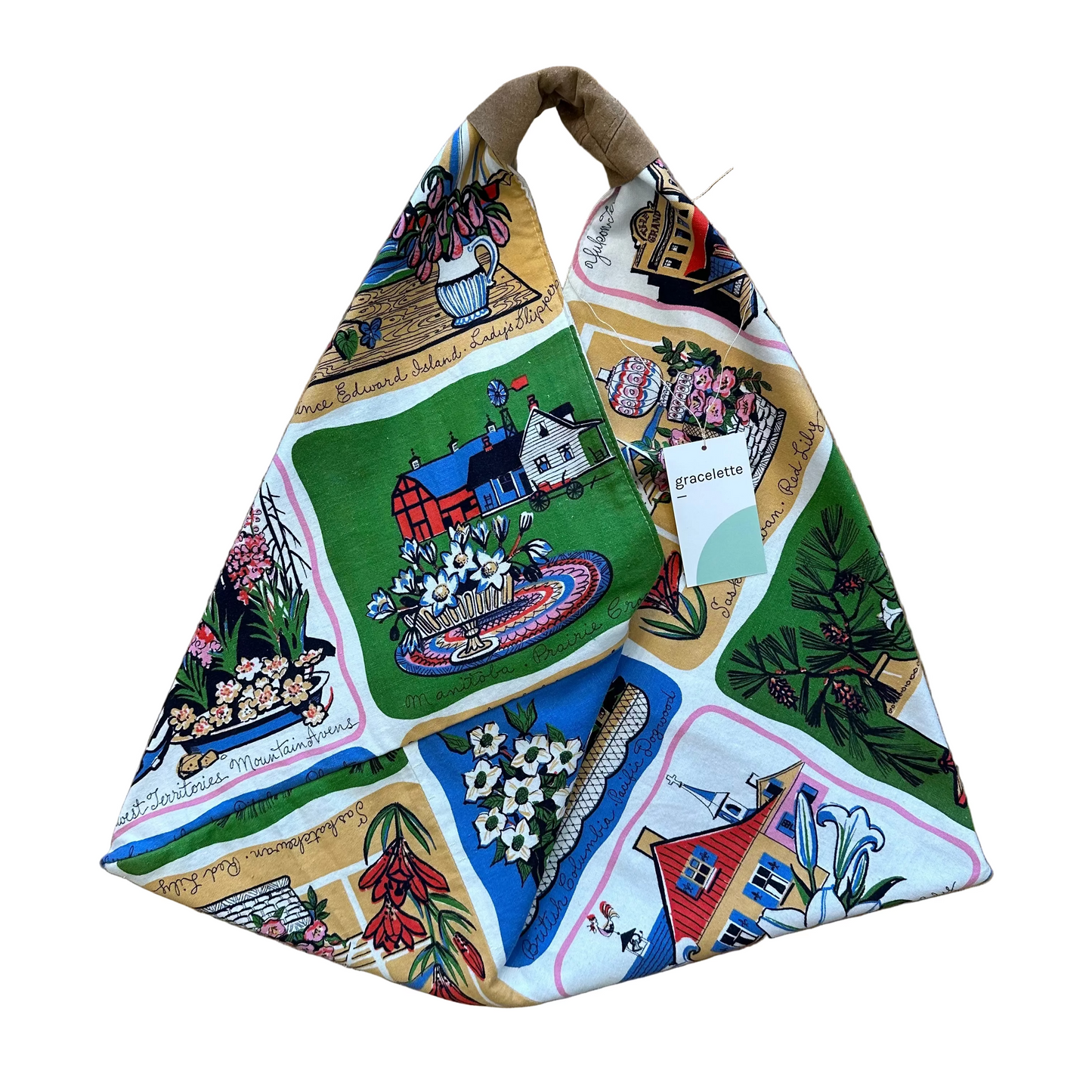 Landmarks Triangle Totebag by Gracelette Textiles