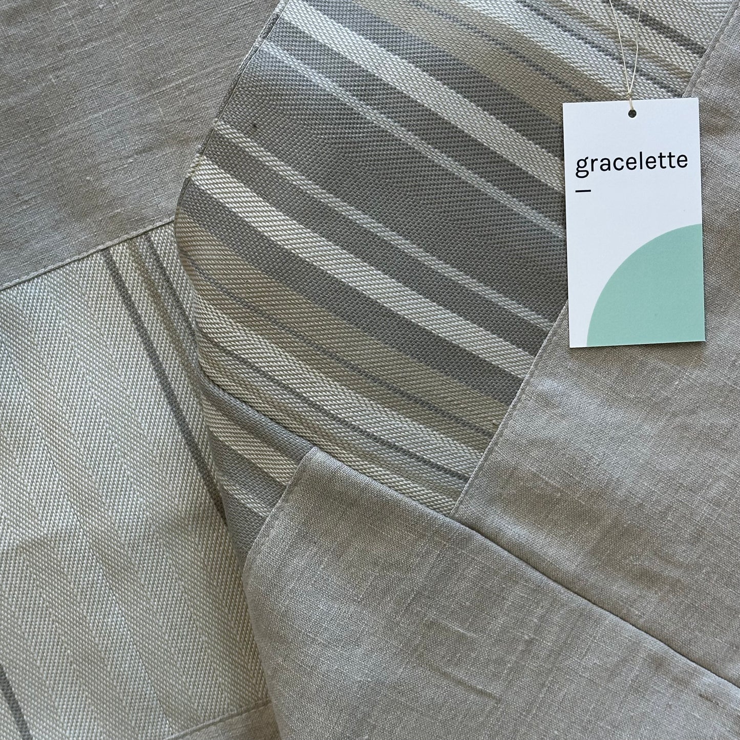 Neutral Patchwork Triangle Totebag by Gracelette Textiles