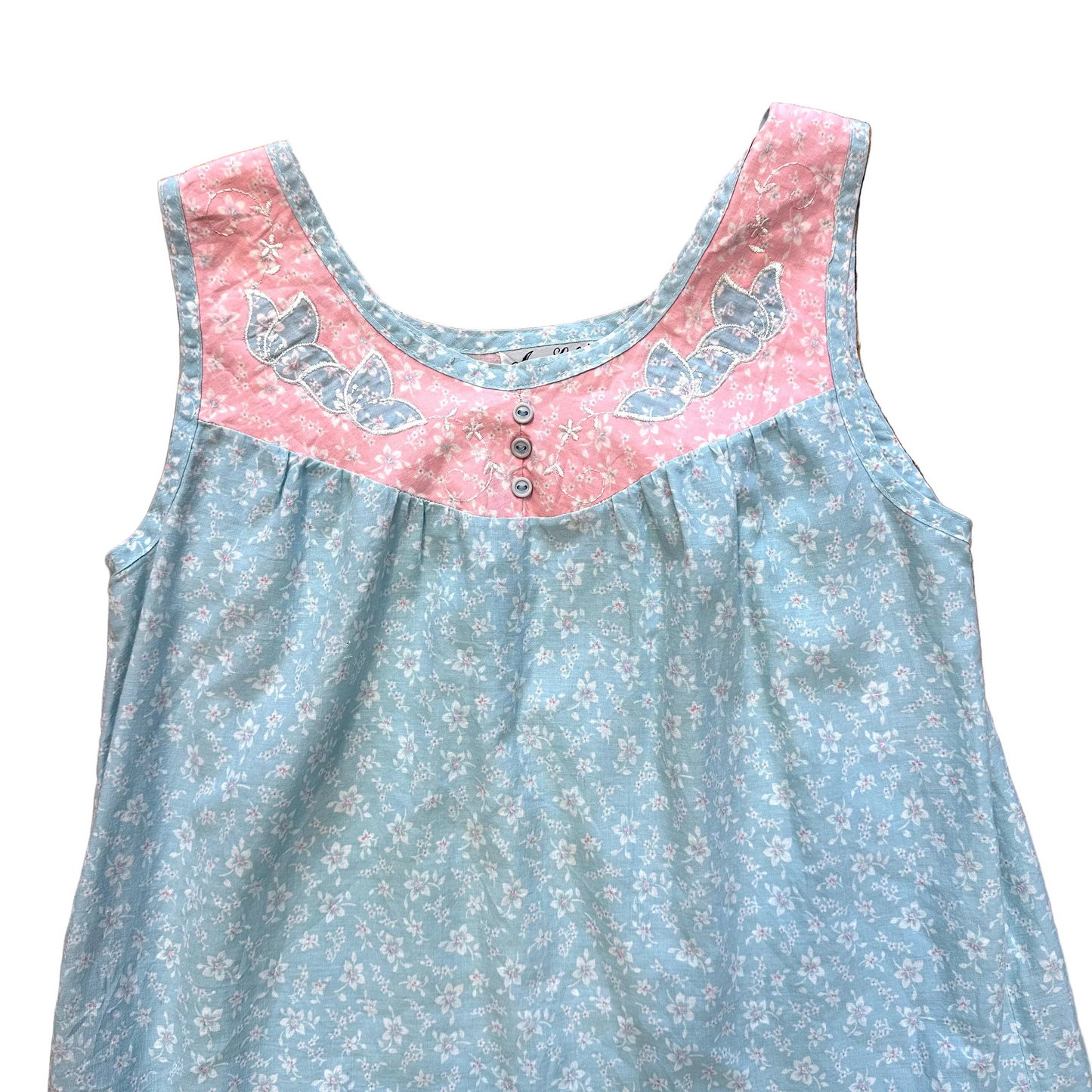 80s Pastel Tiered House Dress - M