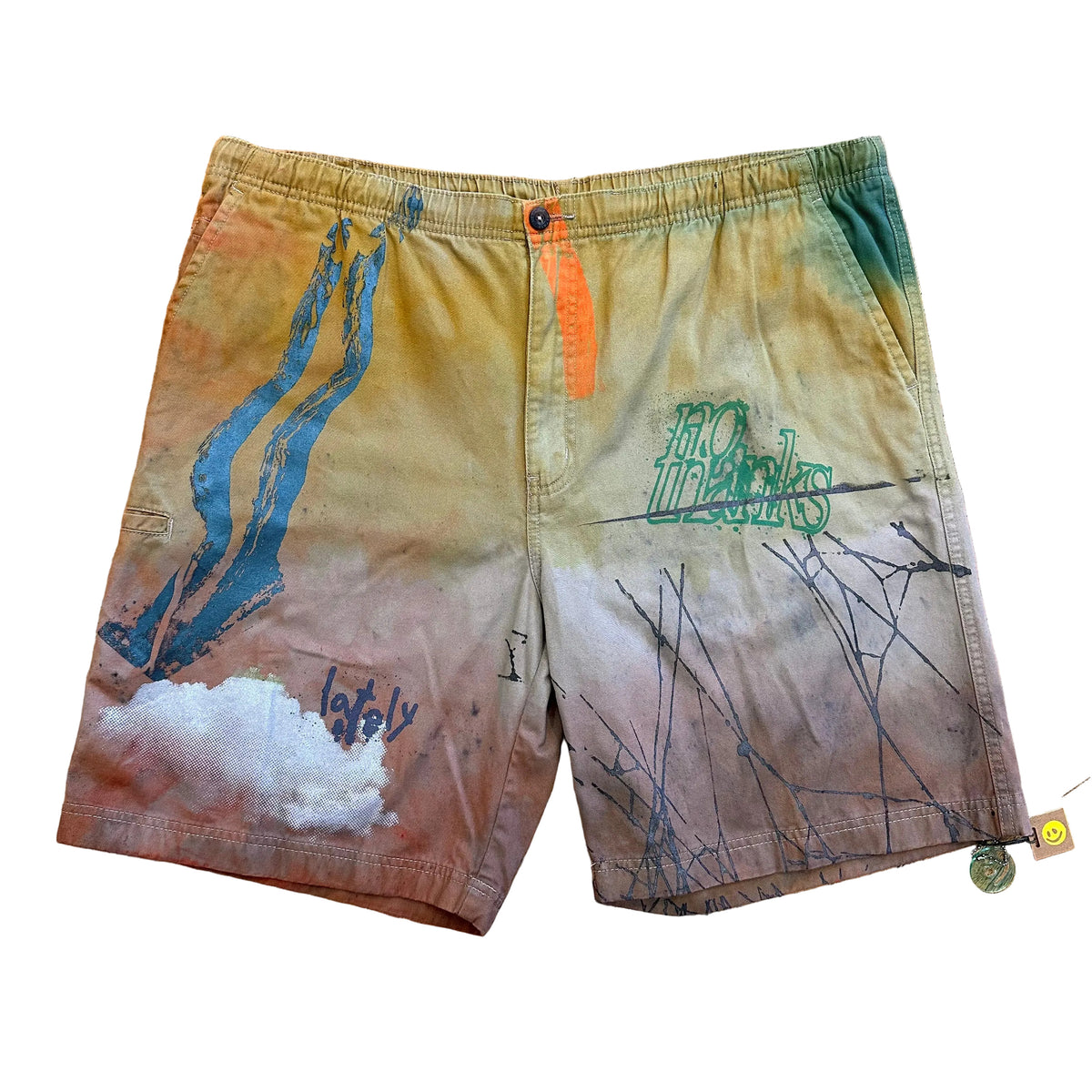 DieDye "No Thanks" Graphic Shorts