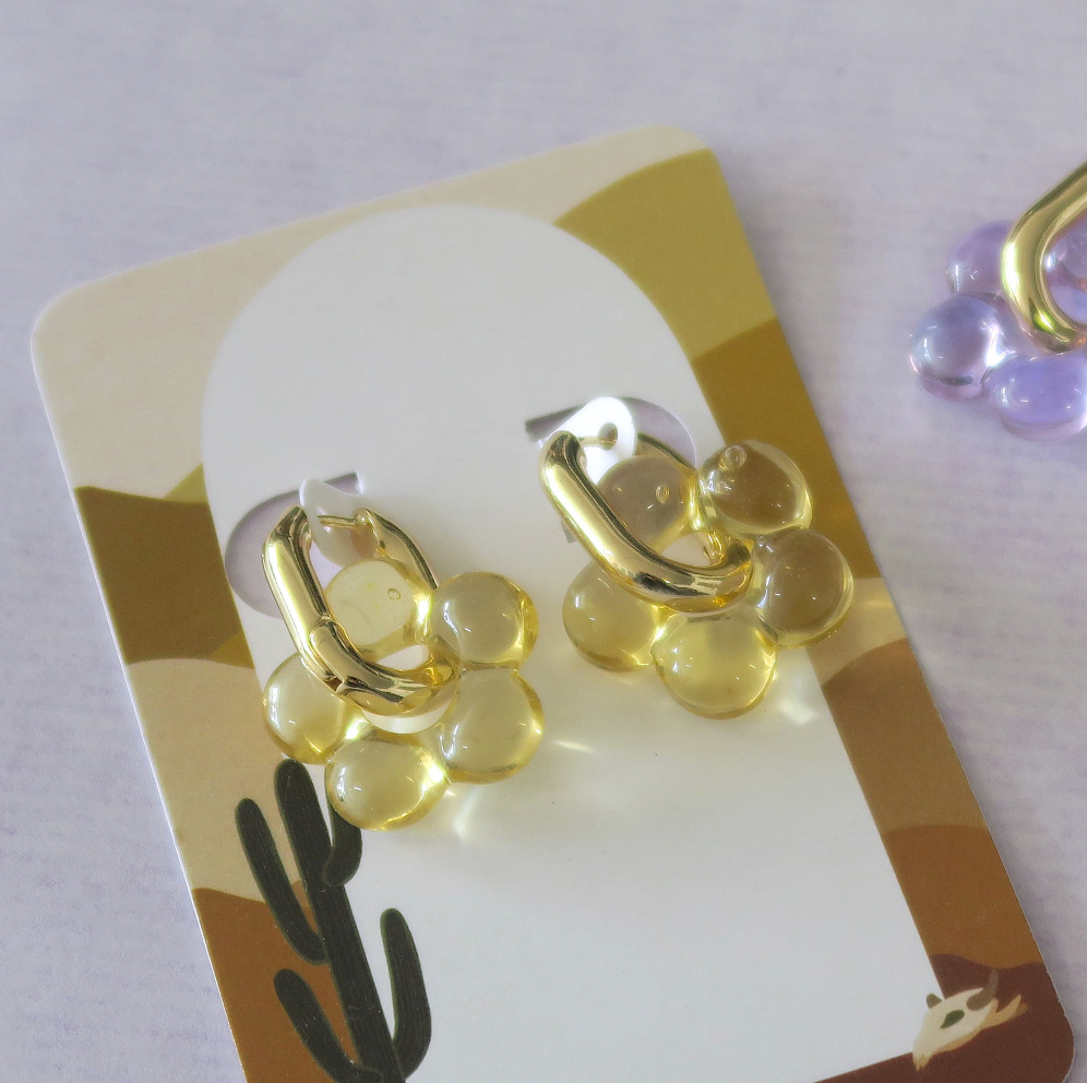 Petal Pusher Glass Flower Earrings