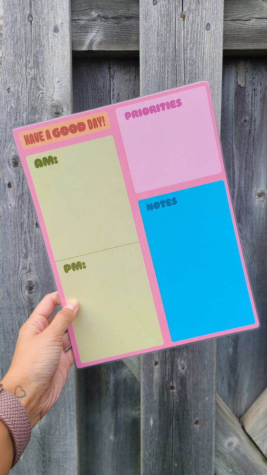 Daily Calendar Dry Erase Planner Sheet