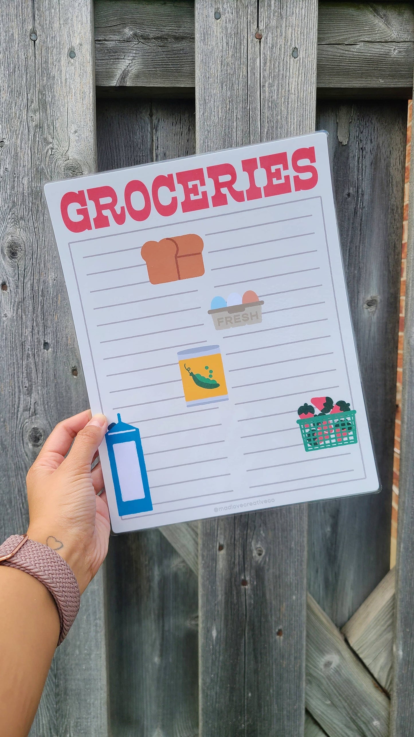 Groceries Dry Erase Planner Sheet
