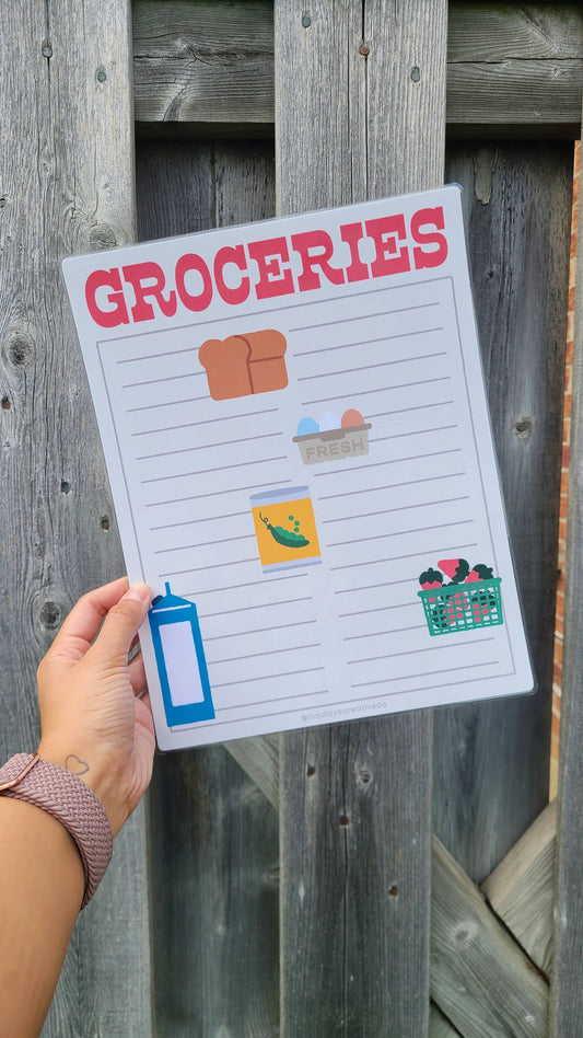 Groceries Dry Erase Planner Sheet