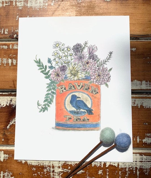 Raven Tea Vintage Tin
